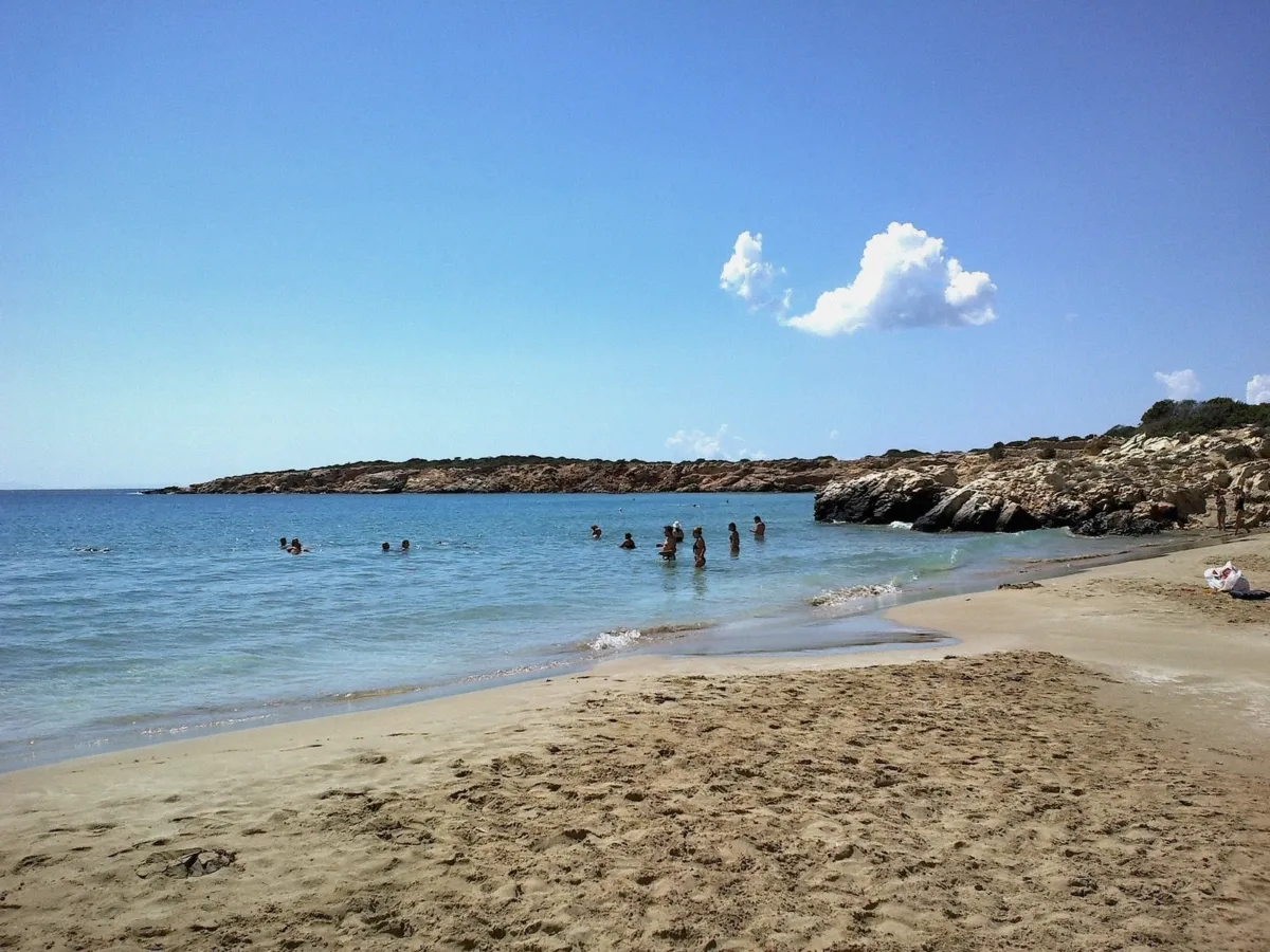 Quiet sandy beach at Faragas on the south coast of Paros
